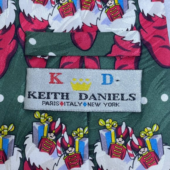 Keith Daniels Mens Green Polyester Christmas Tie Holiday Stocking Pattern - Picture 2 of 7